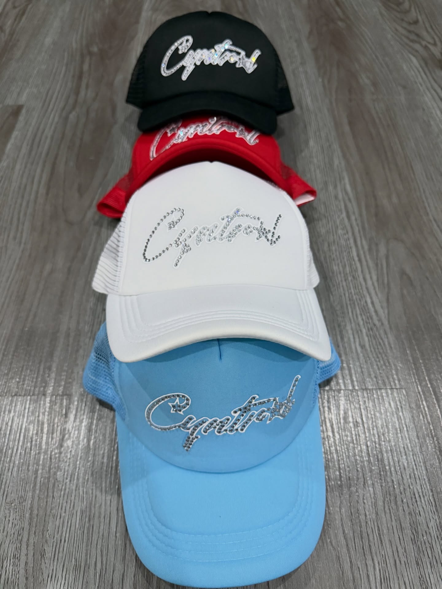 Stacked Cyntral caps with gemstone detailing